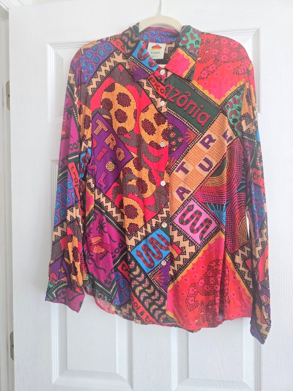 Farm Rio Vibrant Tropical/Jungle Theme Casual Blouse XL